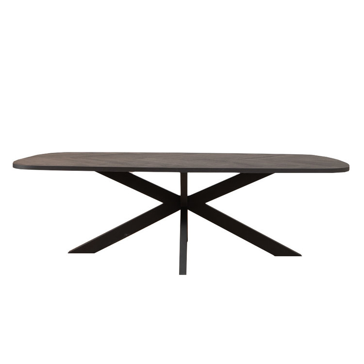 Visgraat eettafel zwart Deens ovaal Haley PVC 280 x 110 cm