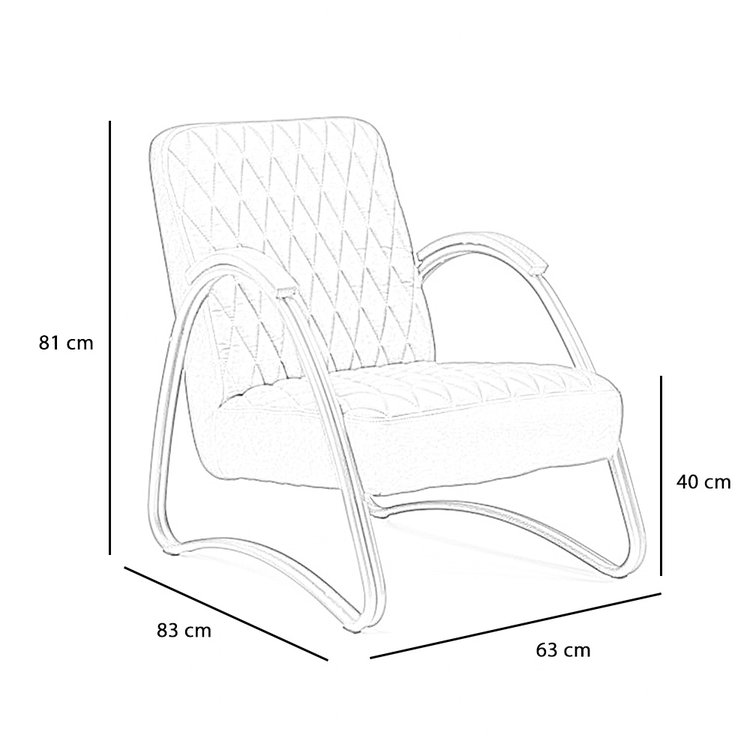 Industriële fauteuil Ivy eco-leer cognac