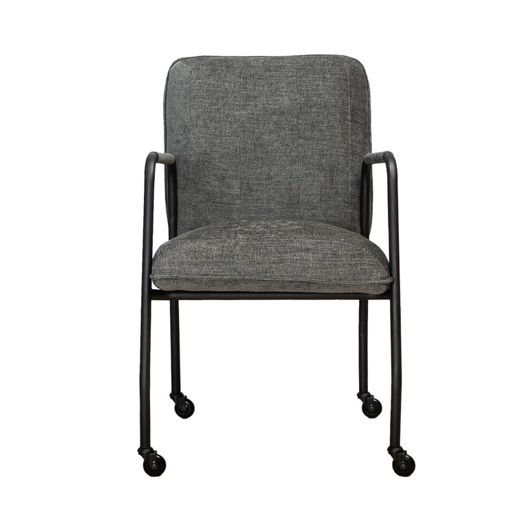 Eetkamerstoel met wieltjes Mila antraciet stof gemêleerd