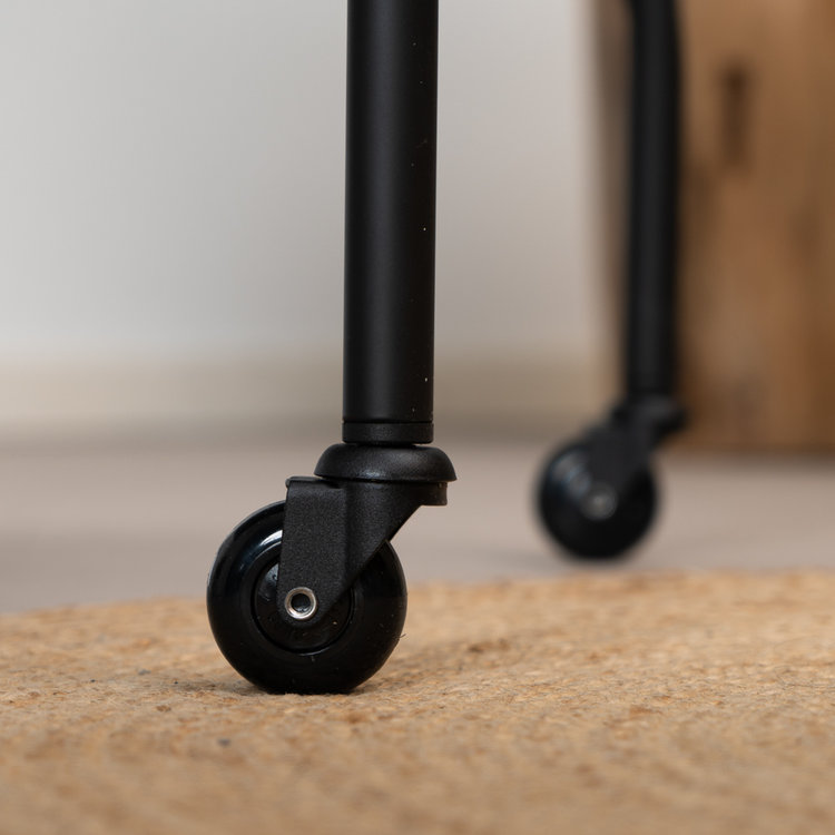 Eetkamerstoel met wieltjes Mila antraciet stof gemêleerd