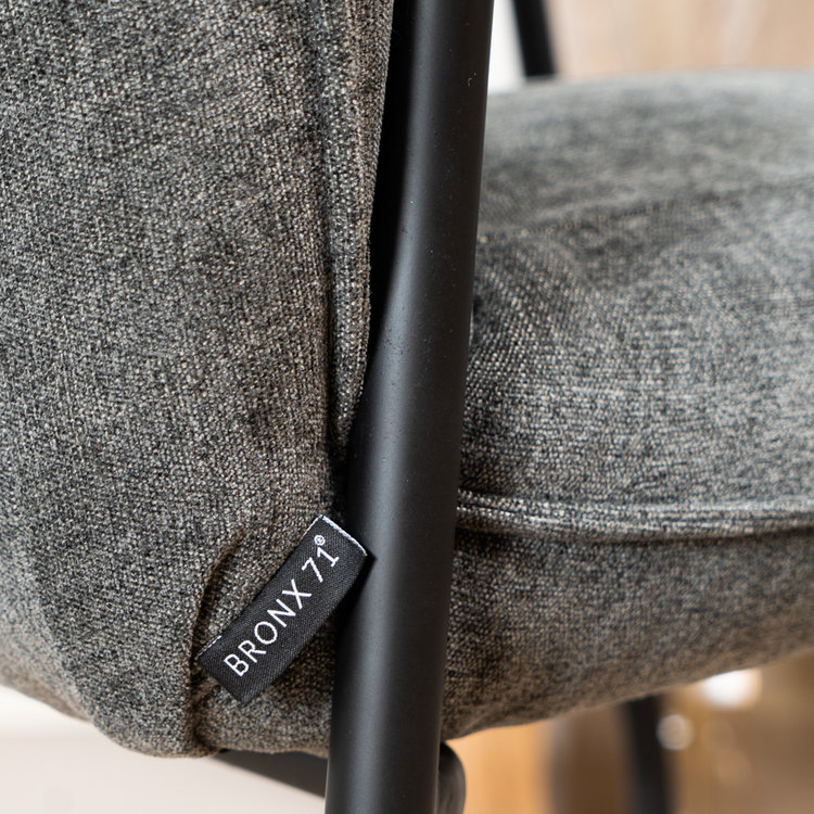 Eetkamerstoel met wieltjes Mila antraciet stof gemêleerd