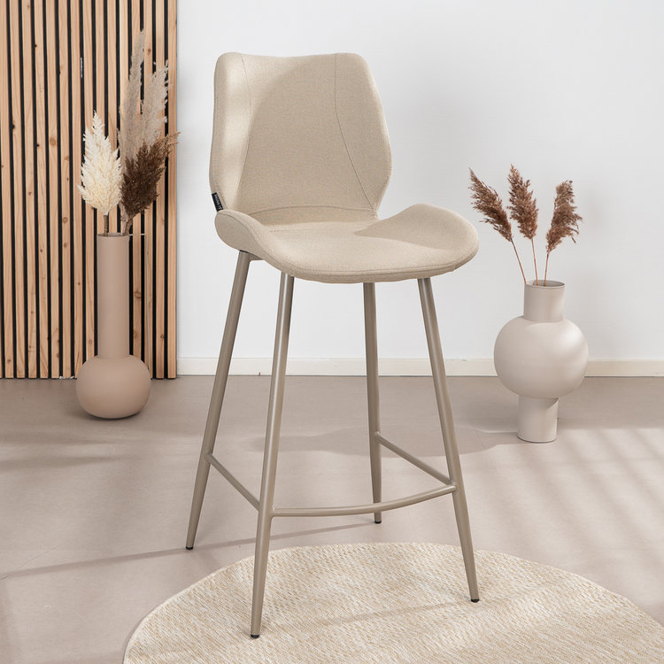 Scandinavische barkruk Jena taupe gerecyclede stof 69 cm