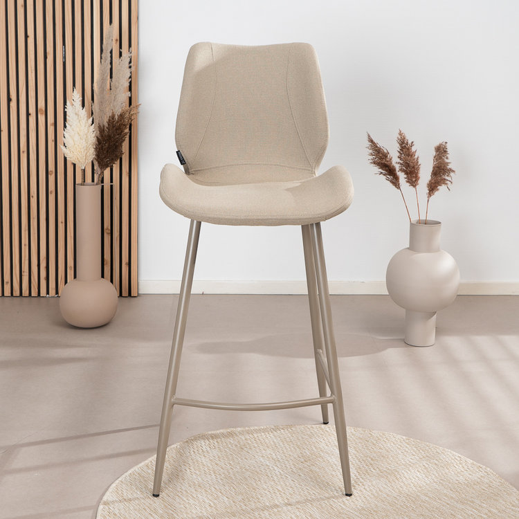 Scandinavische barkruk Jena taupe gerecyclede stof 69 cm