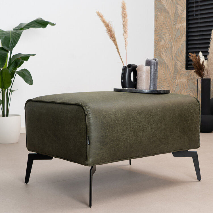 Industriële hocker Vegas eco-leer olijfgroen