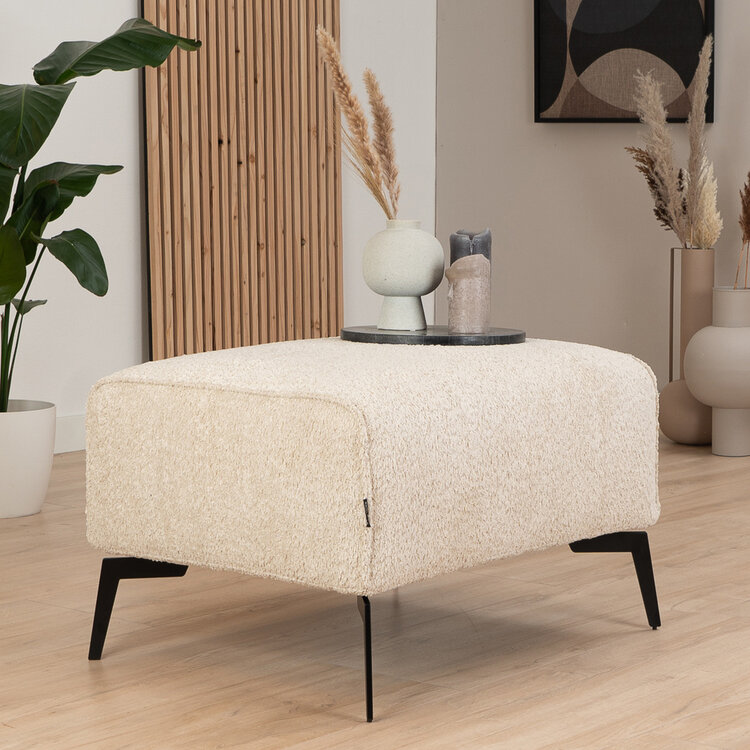 Scandinavische hocker Vegas bouclé beige