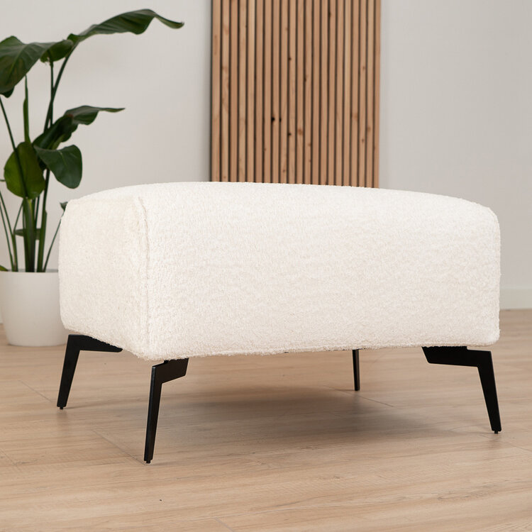 Scandinavische hocker Vegas bouclé wit