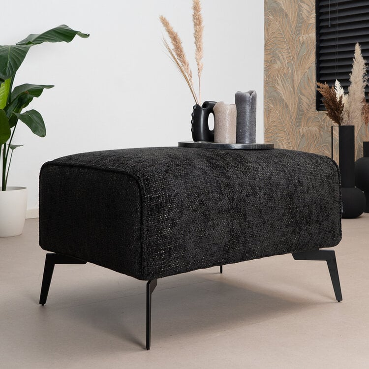 Hocker Vegas zwart stof chenille