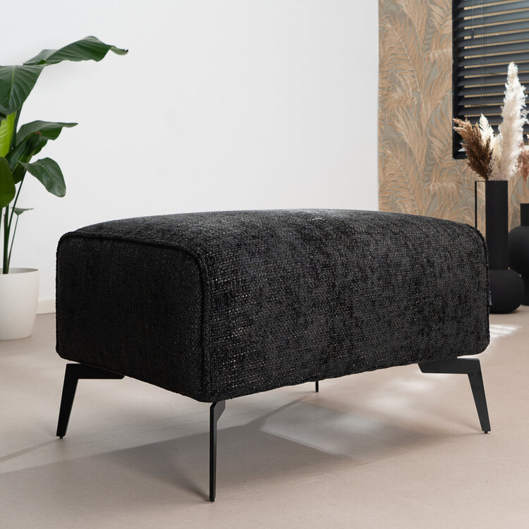 Hocker Vegas zwart stof chenille
