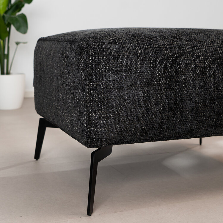 Hocker Vegas zwart stof chenille
