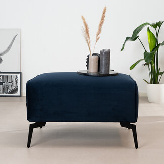 Hocker Vegas blauw stof velvet