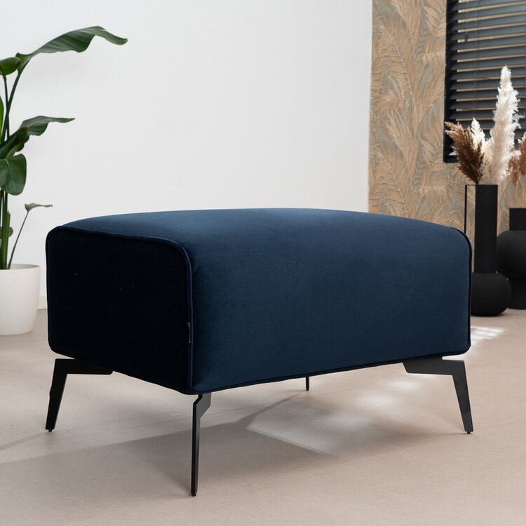 Hocker Vegas blauw stof velvet