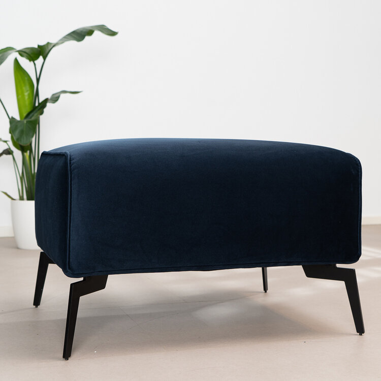 Hocker Vegas blauw stof velvet