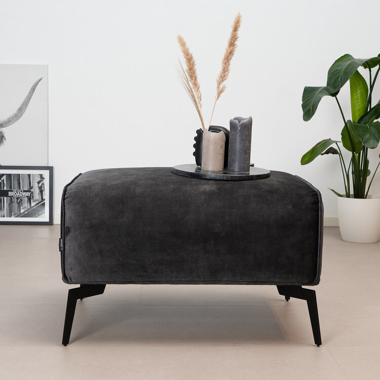 Hocker Vegas velvet antraciet