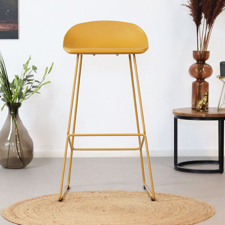 Barkruk Ellen geel Scandinavisch design 76 cm