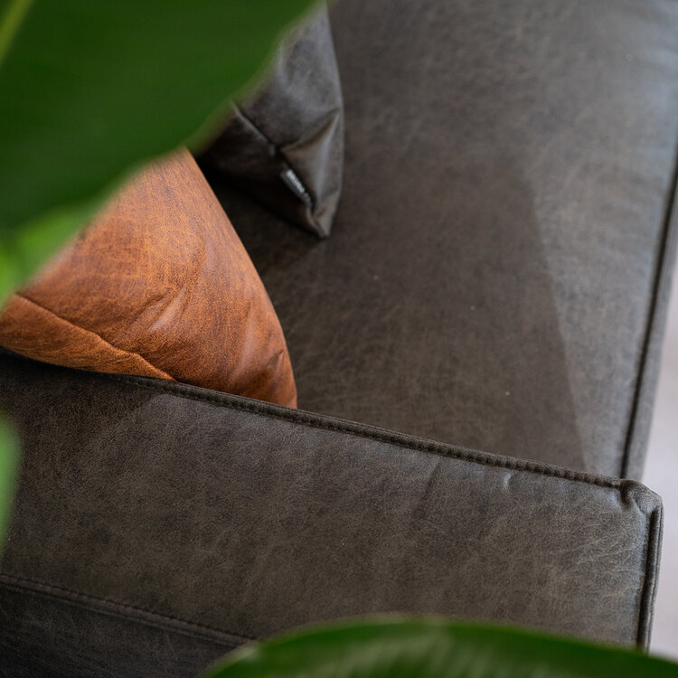 Industriële hoekbank Kansas eco-leer antraciet links