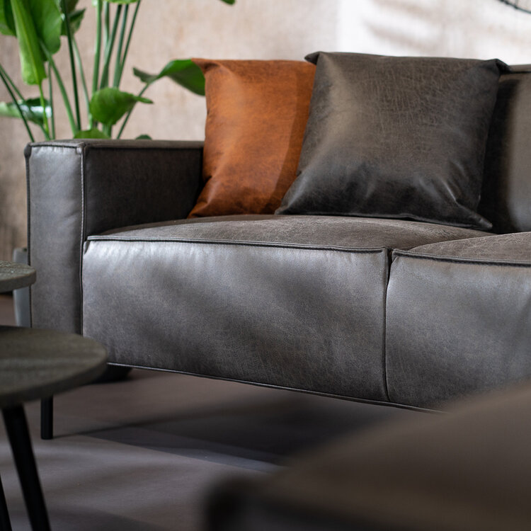 Industriële hoekbank Kansas eco-leer antraciet links