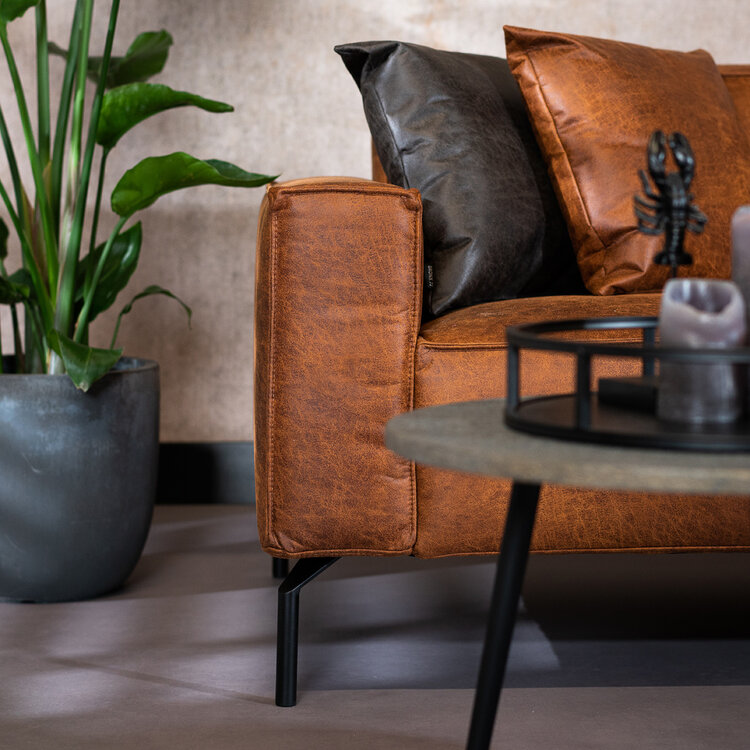 Industriële hoekbank Kansas eco-leer cognac links