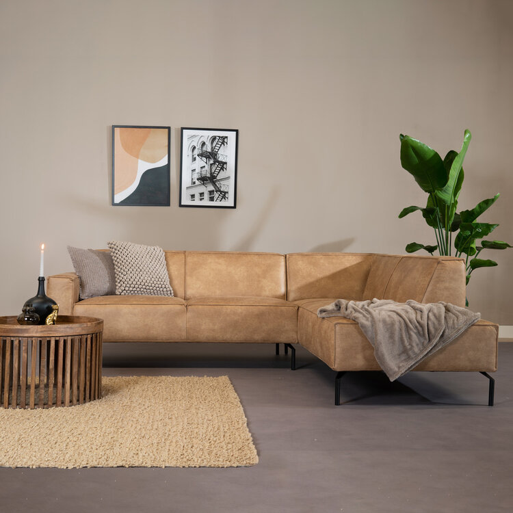 Industriële hoekbank Kansas eco-leer beige rechts