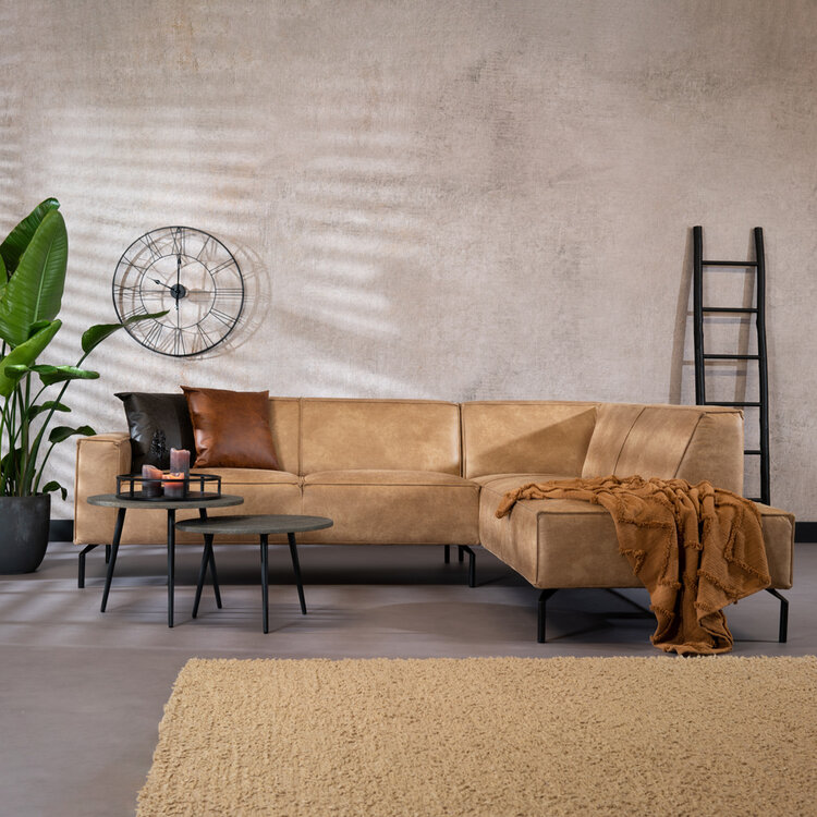 Industriële hoekbank Kansas eco-leer beige rechts
