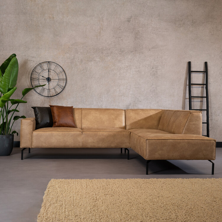 Industriële hoekbank Kansas eco-leer beige rechts