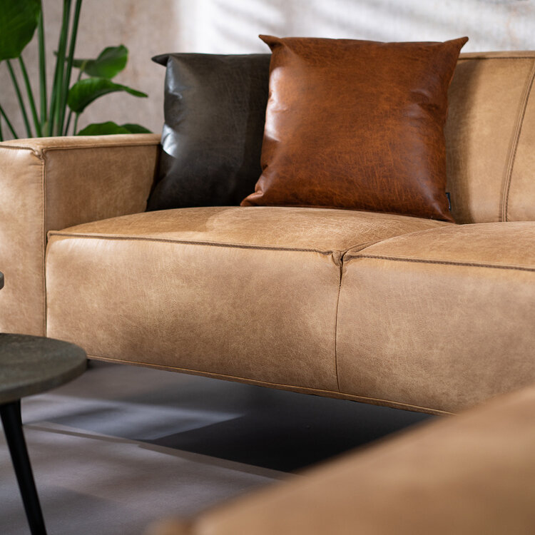 Industriële hoekbank Kansas eco-leer beige rechts