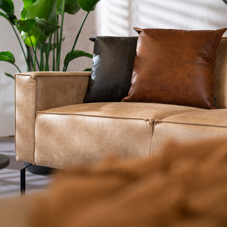 Industriële hoekbank Kansas eco-leer beige rechts