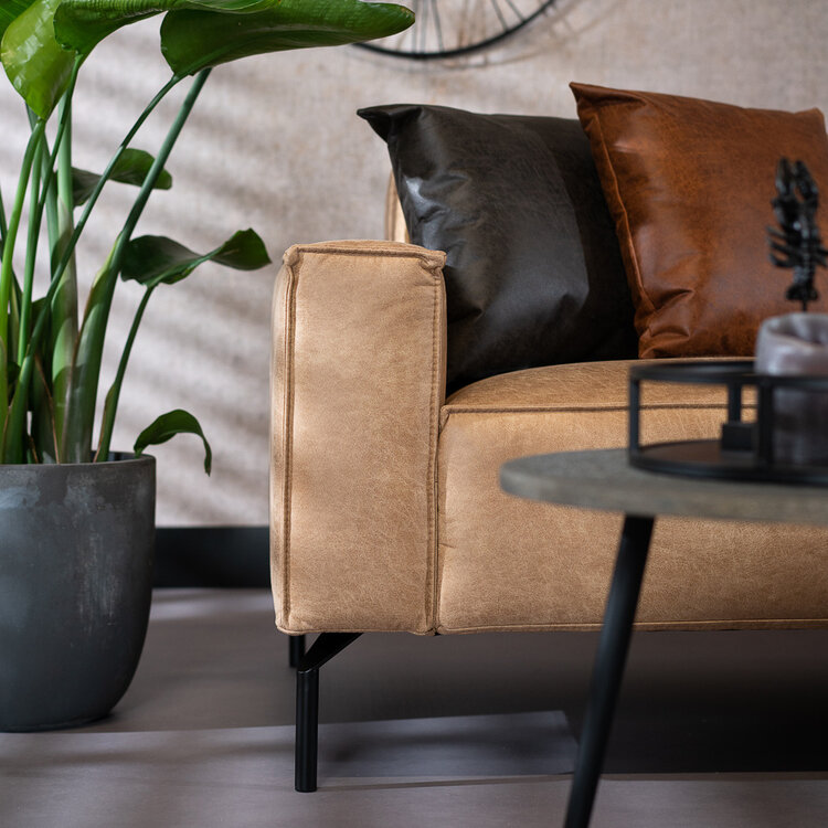 Industriële hoekbank Kansas eco-leer beige rechts