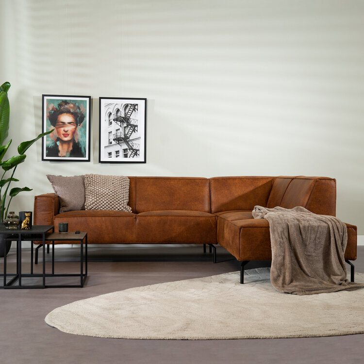 Industriële hoekbank Kansas eco-leer cognac rechts
