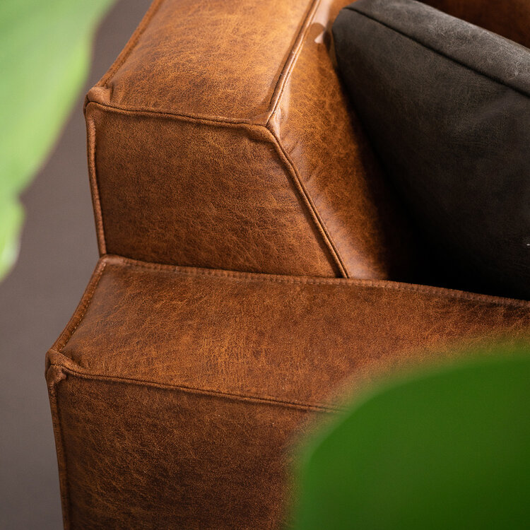 Industriële hoekbank Kansas eco-leer cognac rechts