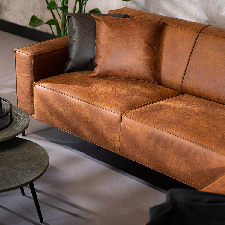 Industriële hoekbank Kansas eco-leer cognac rechts