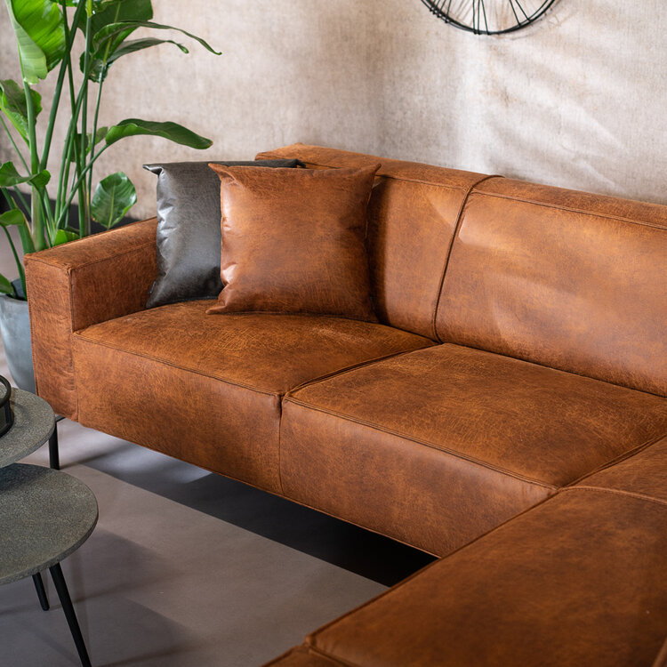 Industriële hoekbank Kansas eco-leer cognac rechts
