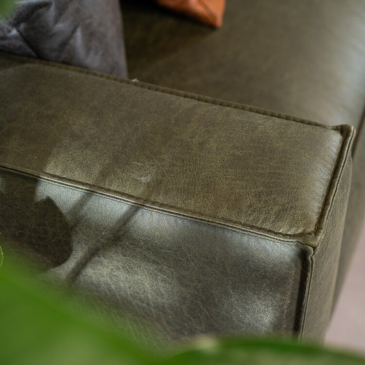 Industriële hoekbank Kansas eco-leer olijfgroen rechts