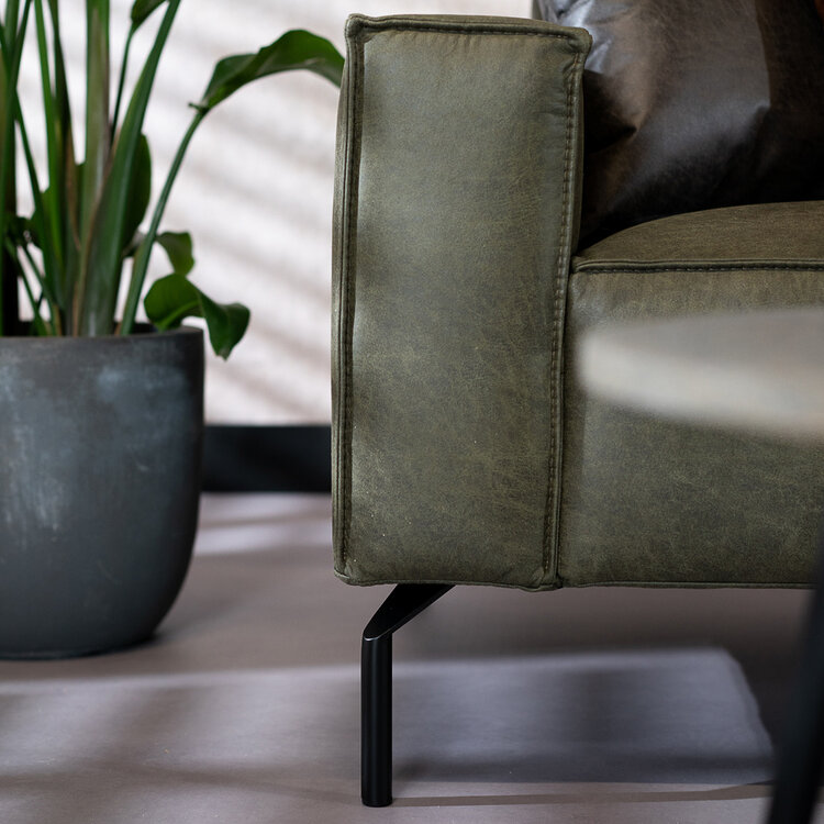 Industriële hoekbank Kansas eco-leer olijfgroen rechts