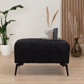 Scandinavische hocker Vegas bouclé zwart