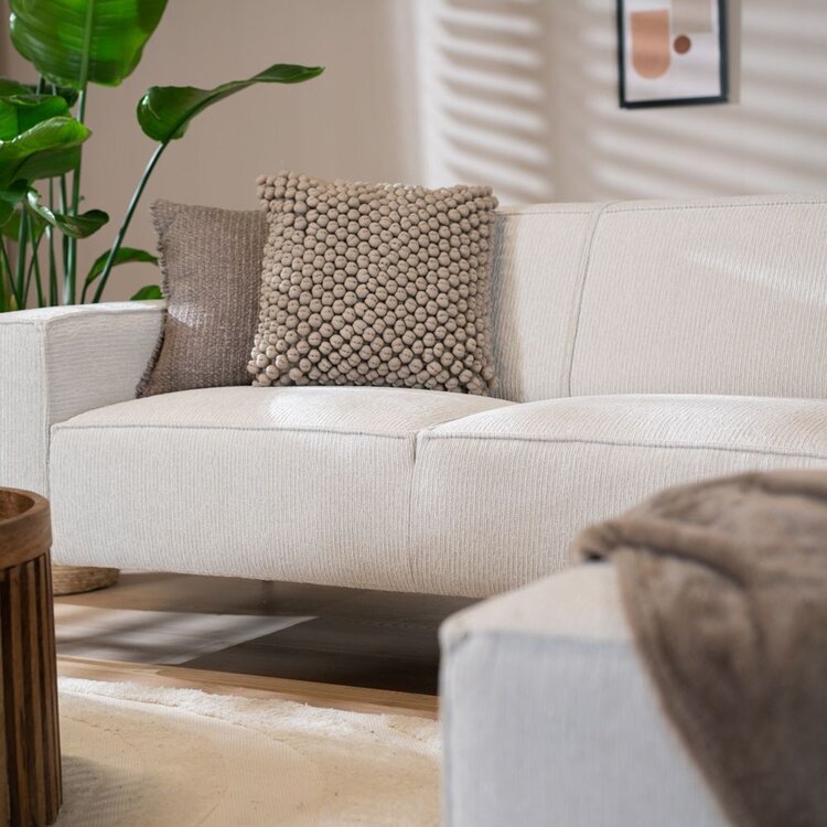 Hoekbank Kansas ribstof off white rechts