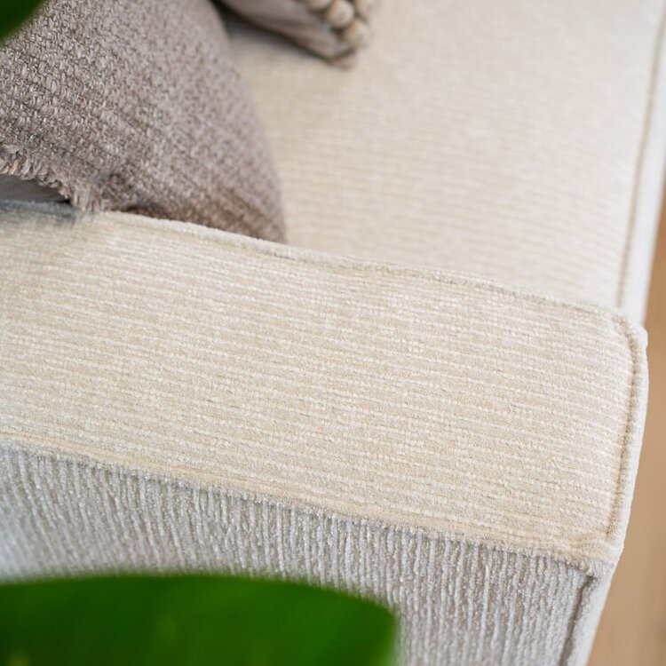 Hoekbank Kansas ribstof off white rechts