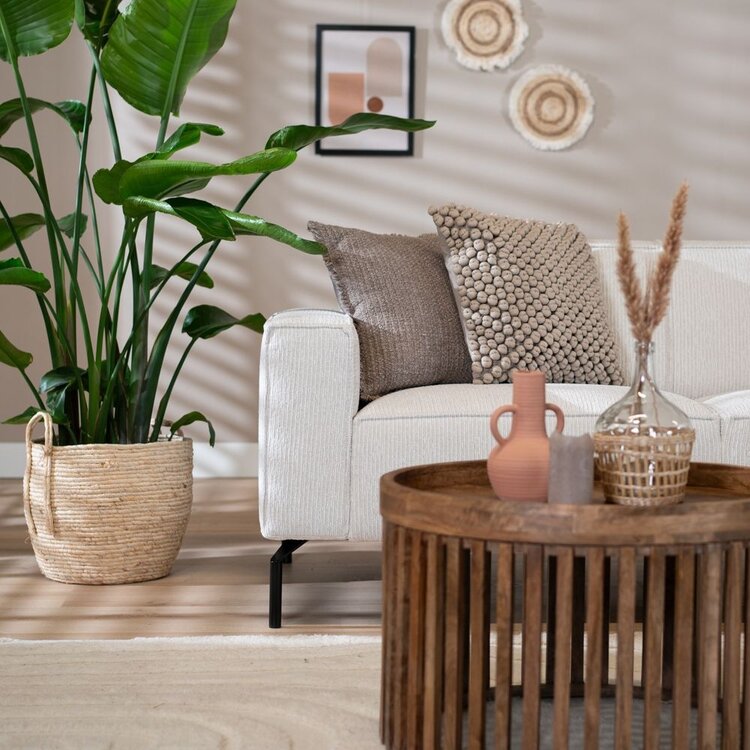 Hoekbank Kansas ribstof off white rechts