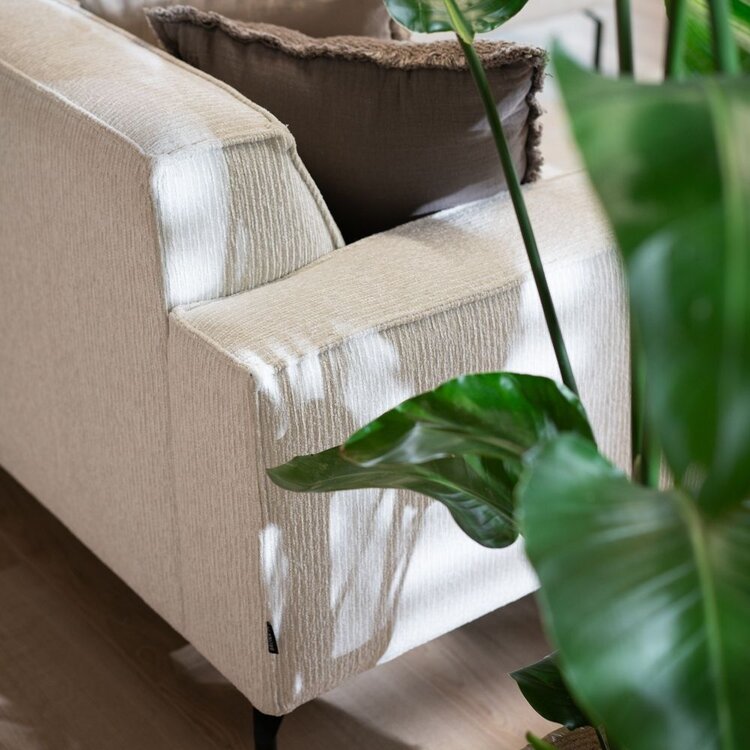 Hoekbank Kansas ribstof off white rechts