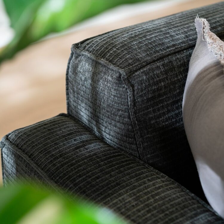 Hoekbank Kansas antraciet/ donkergroen ribstof rechts