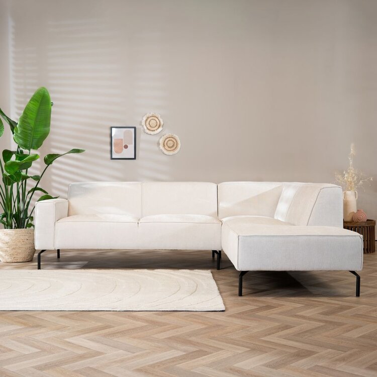 Hoekbank Kansas stof gemêleerd beige rechts