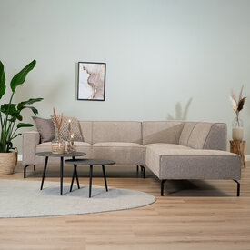Hoekbank Kansas ribstof taupe rechts