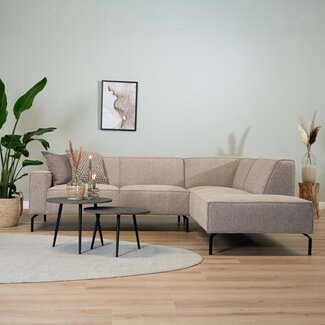 Hoekbank Kansas ribstof taupe rechts
