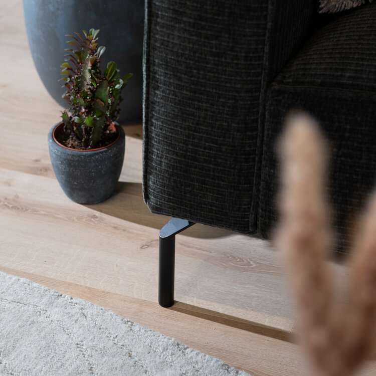 Hoekbank Kansas antraciet/ donkergroen ribstof links