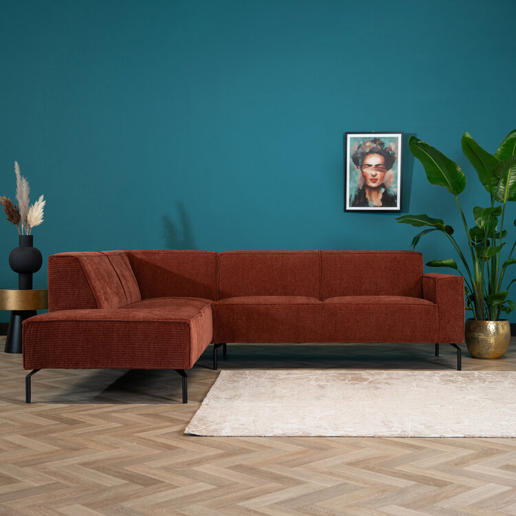 Hoekbank Kansas koper ribstof links