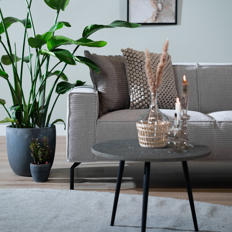 Hoekbank Kansas lichtgrijs ribstof links