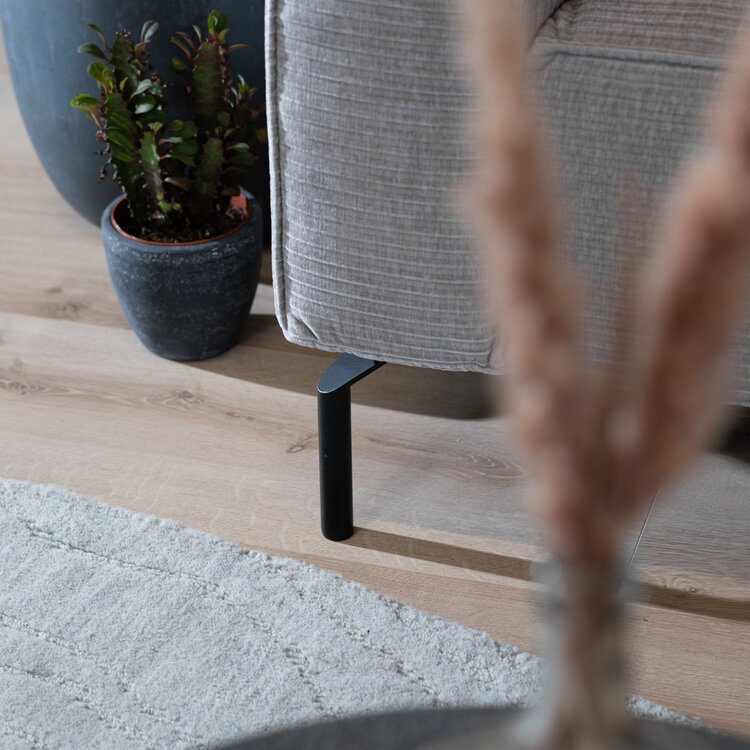 Hoekbank Kansas lichtgrijs ribstof links