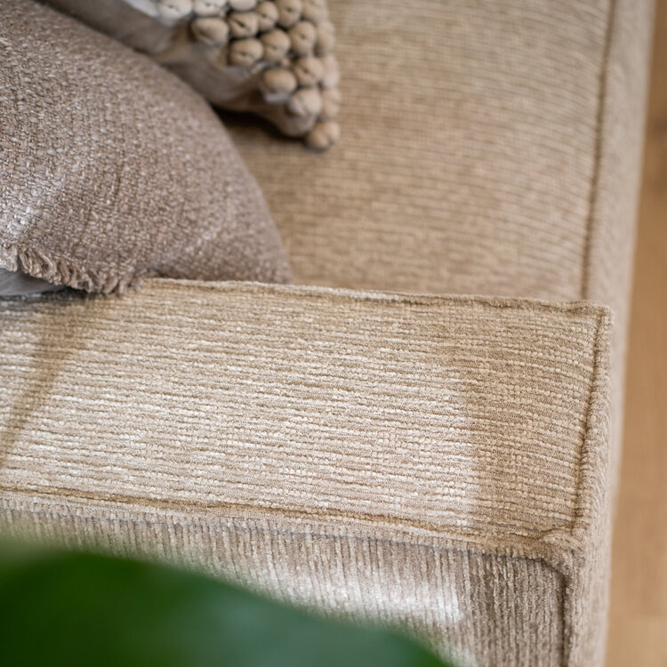 Hoekbank Kansas ribstof taupe links