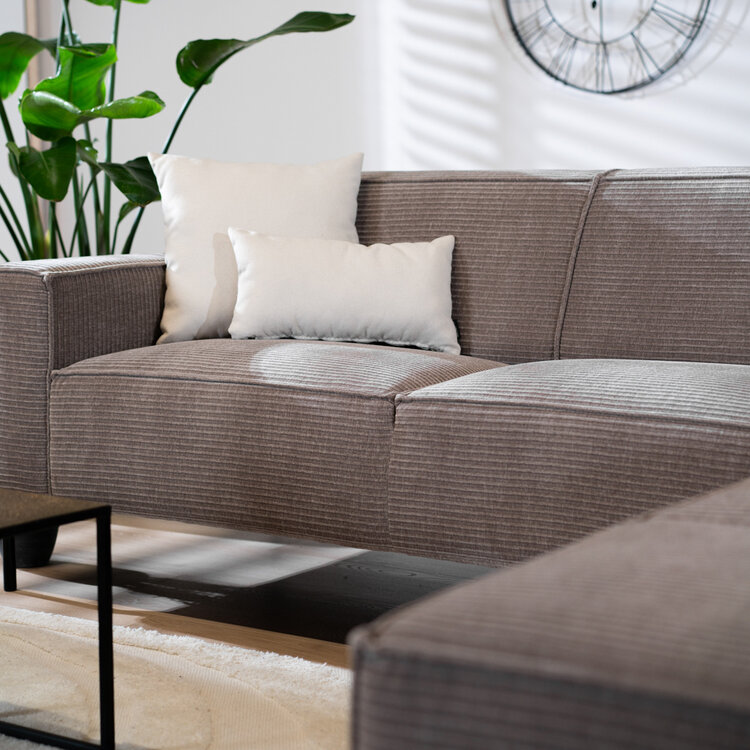 Hoekbank Kansas taupe ribstof links