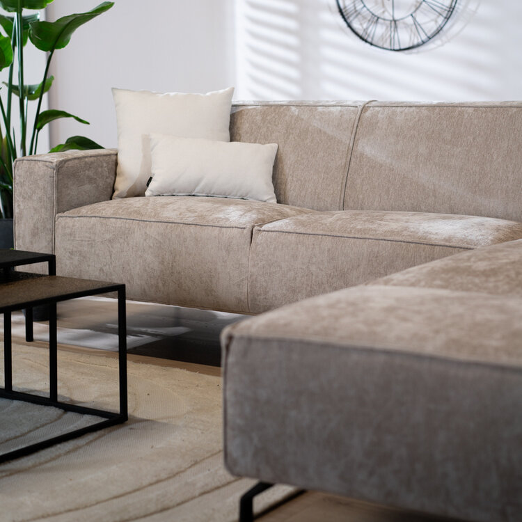 Hoekbank Kansas stof gemêleerd taupe links