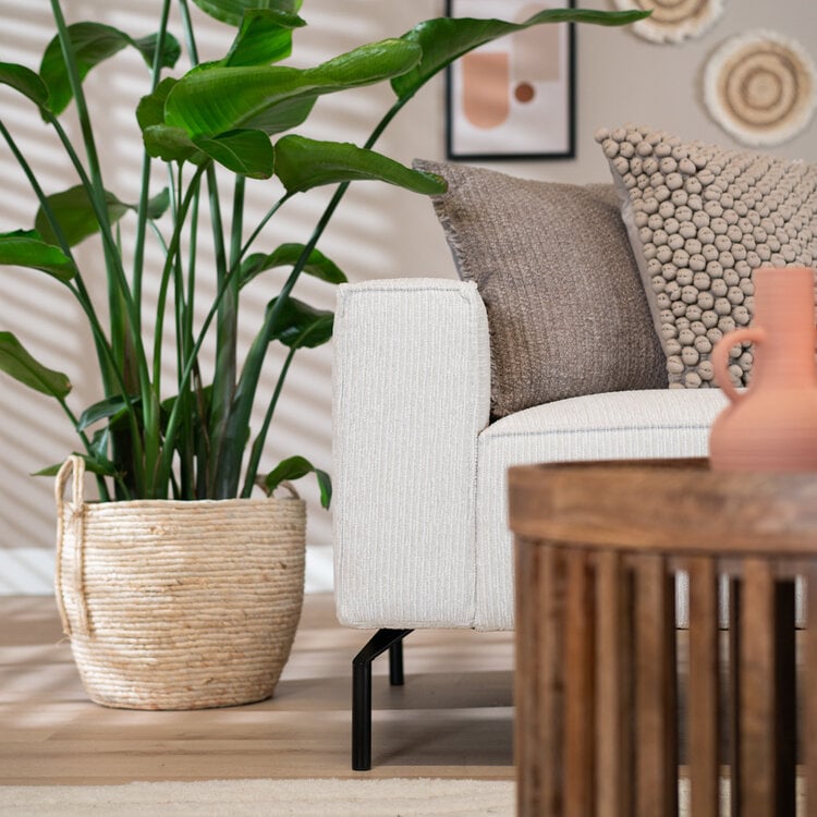 Hoekbank Kansas ribstof off white links